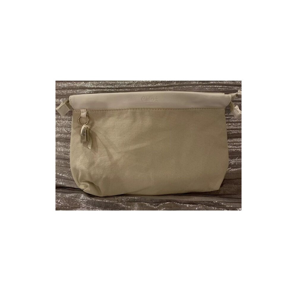 NWB CHLOE` Parfum SOFT BEIGE BEAUTY  CANVAS POUCH/ BEAUTY BAG - New W Charm